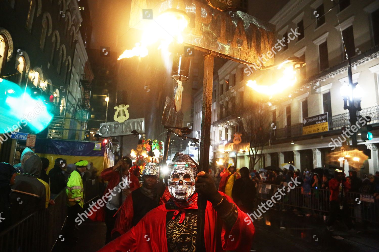 Flambeaux Marches During Krewe Proteus Parade Editorial Stock Photo