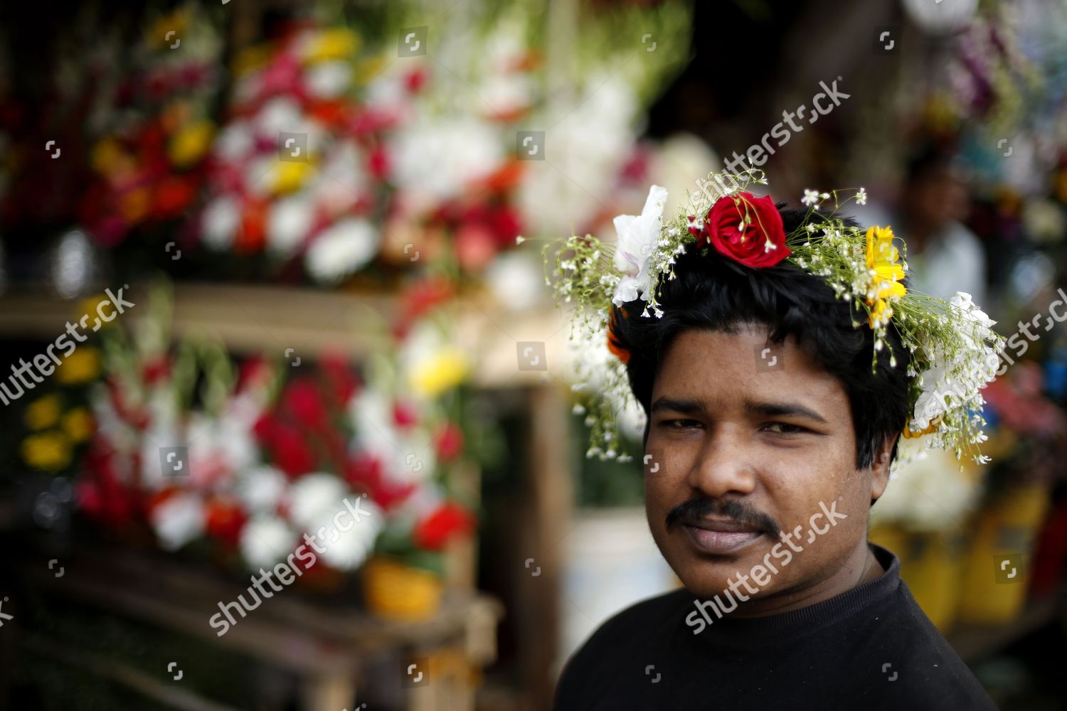 Flower Seller Poses Photograph He Wears Editorial Stock Photo Stock