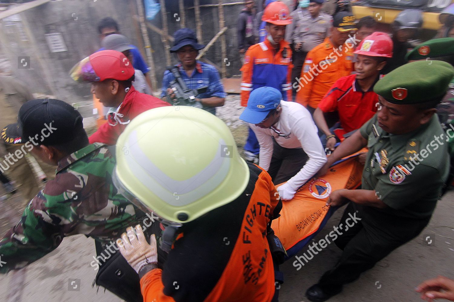Indonesian Rescuers Carry Body Victim Collapsed Editorial Stock Photo ...