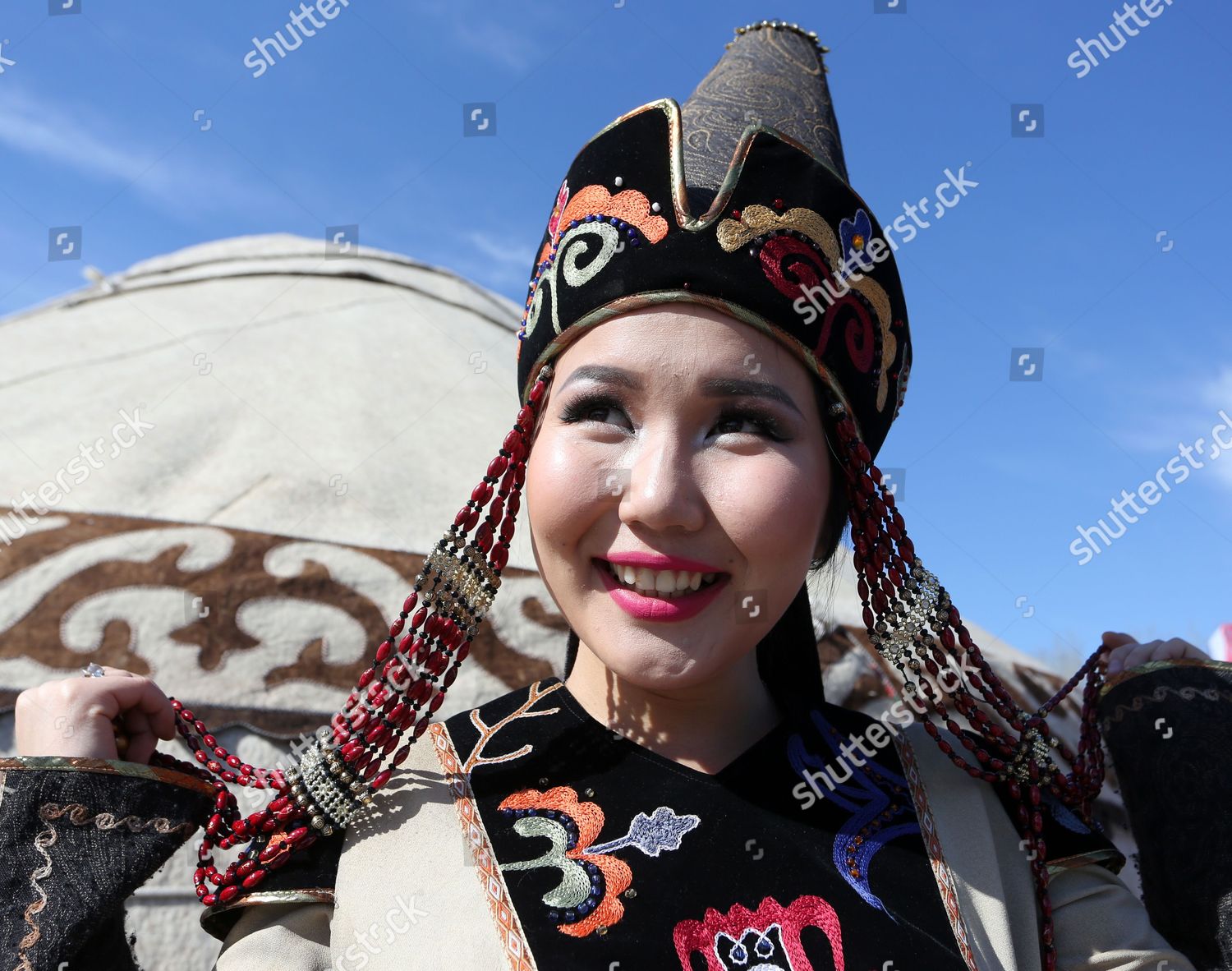 Kyrgyz Young Woman Wearing National Attire Editorial Stock Photo ...