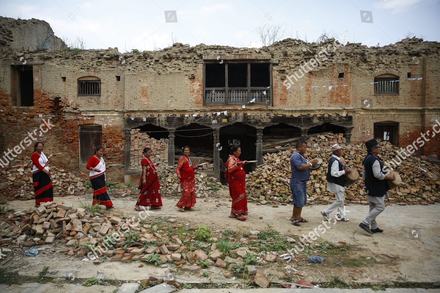 Nepalese Newar Community Wearing Traditional Attire Editorial Stock