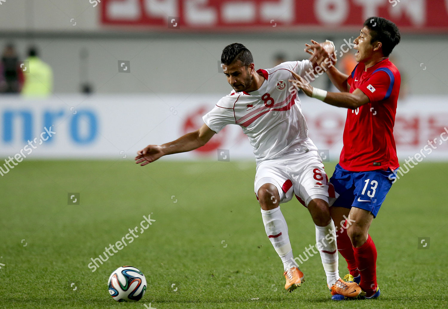 Tunisian Khaled Korbi L Fights Ball Editorial Stock Photo Stock Image