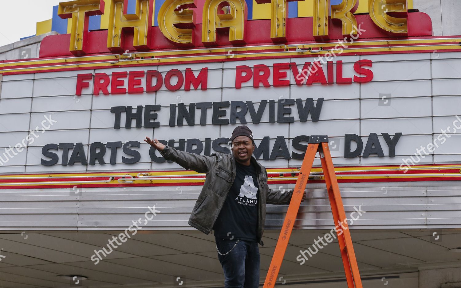 Theater Manager Brandon Delaney Reacts After Editorial Stock Photo