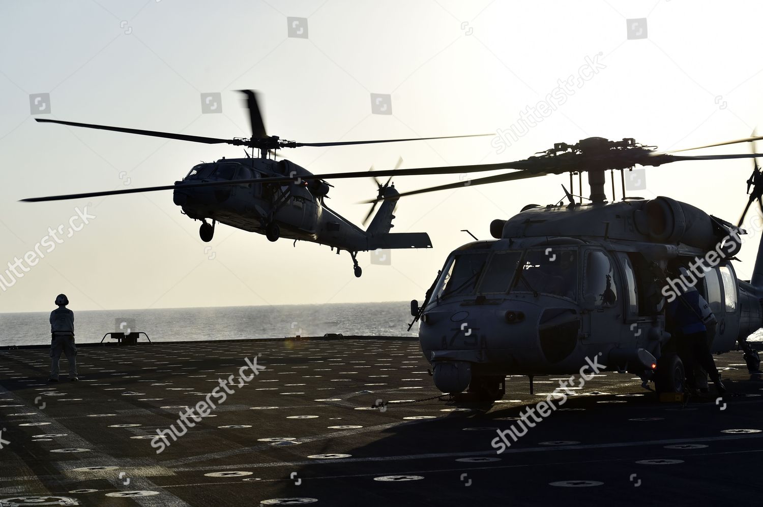 Us Navy Mh60 Helicopters Conduct Flight Editorial Stock Photo - Stock 