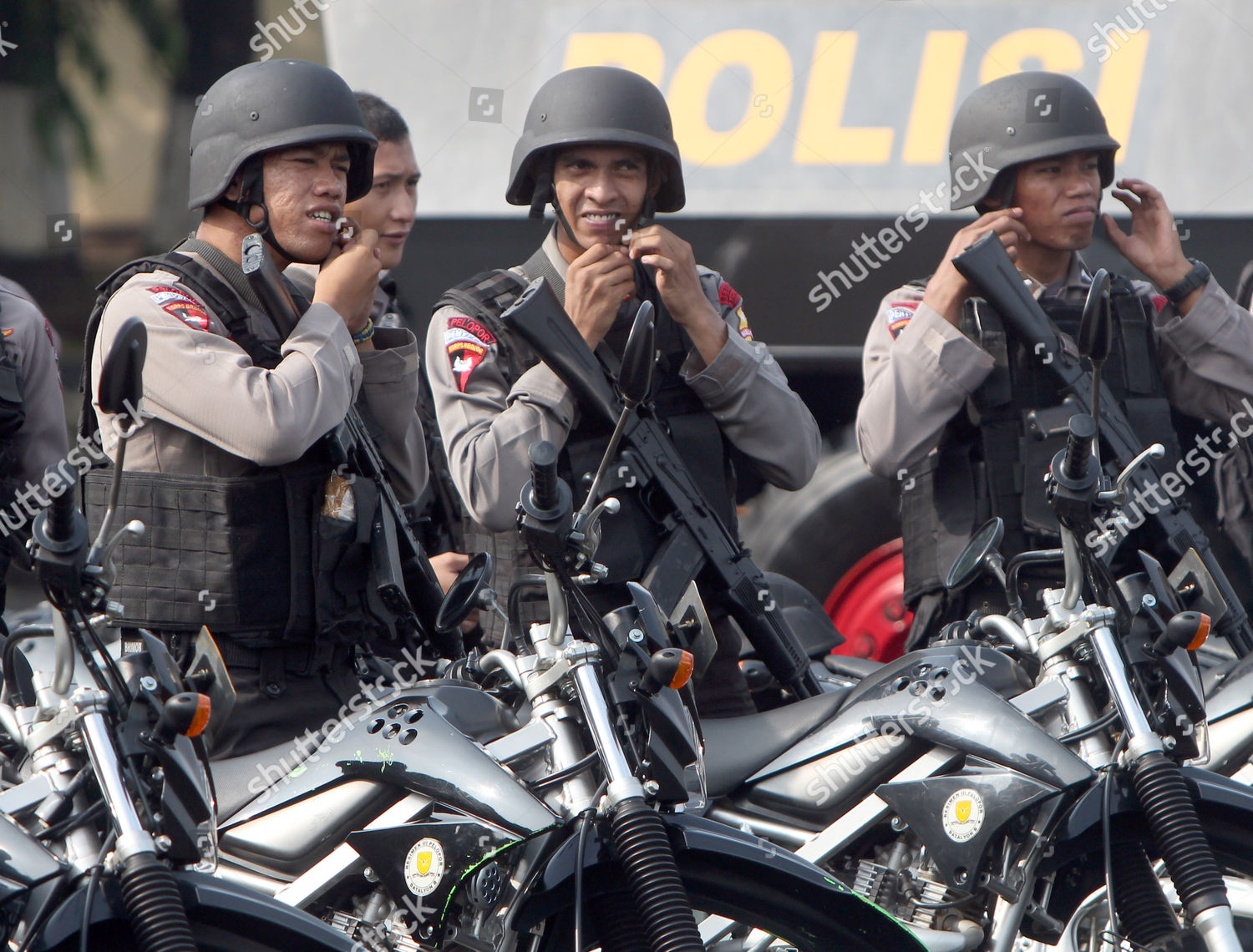 Indonesian Mobile Brigade Police Put Their Editorial Stock Photo ...