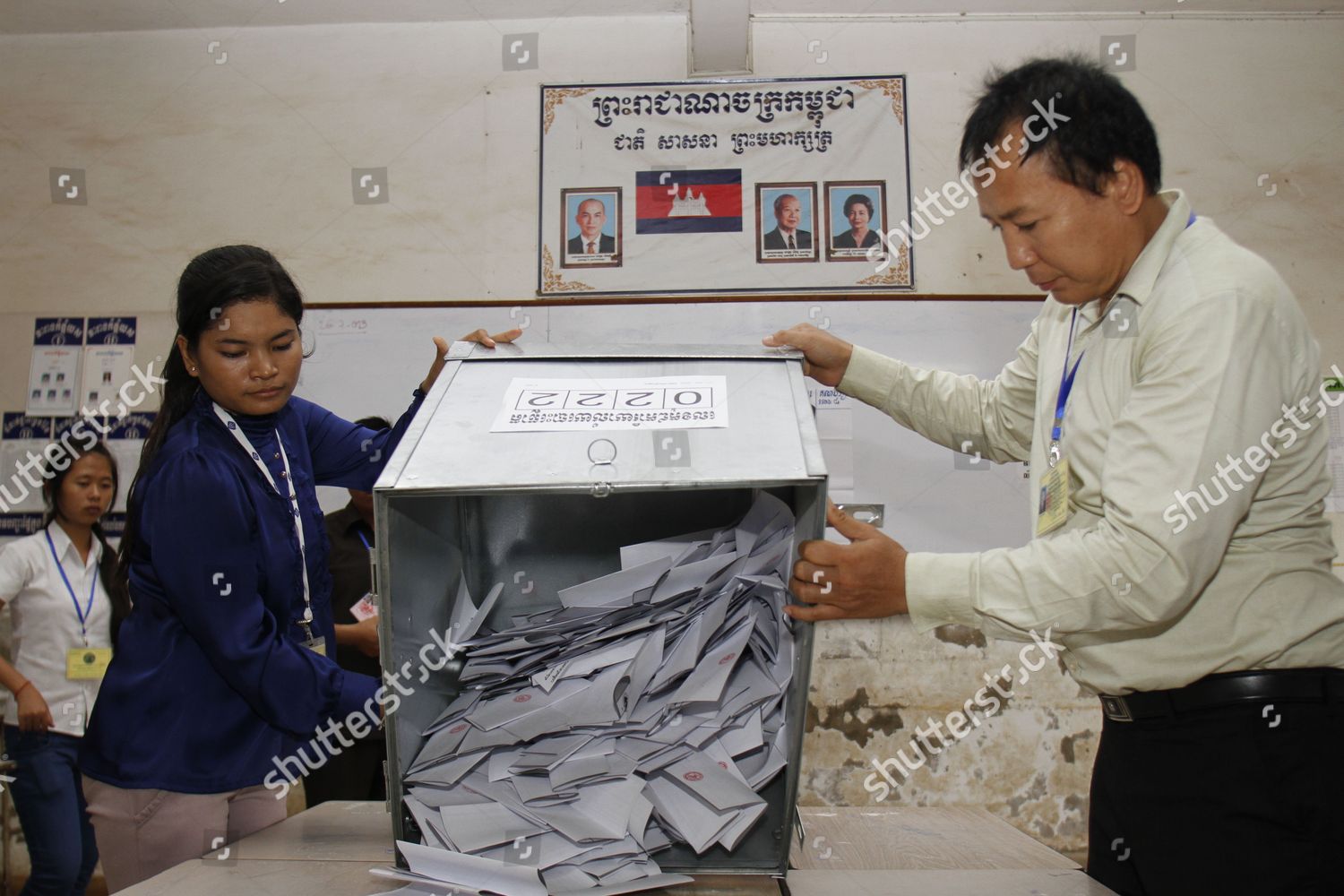 Ballot Boxes Emptied Polling Station Phnom Editorial Stock Photo