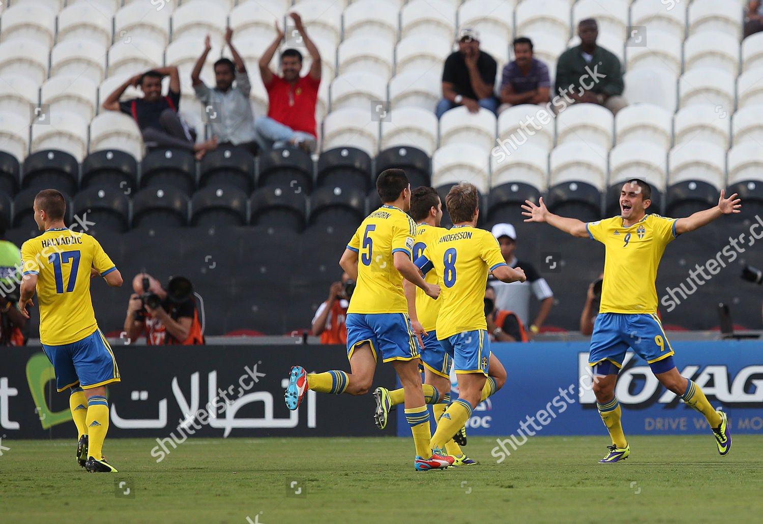 Valmir Berisha R Sweden Celebrates Teammates Editorial Stock Photo