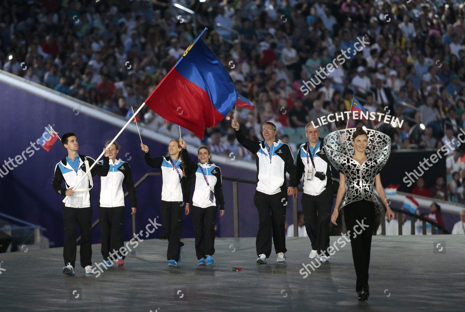 Team Liechtenstein Arrives Stadium During Opening Editorial Stock Photo