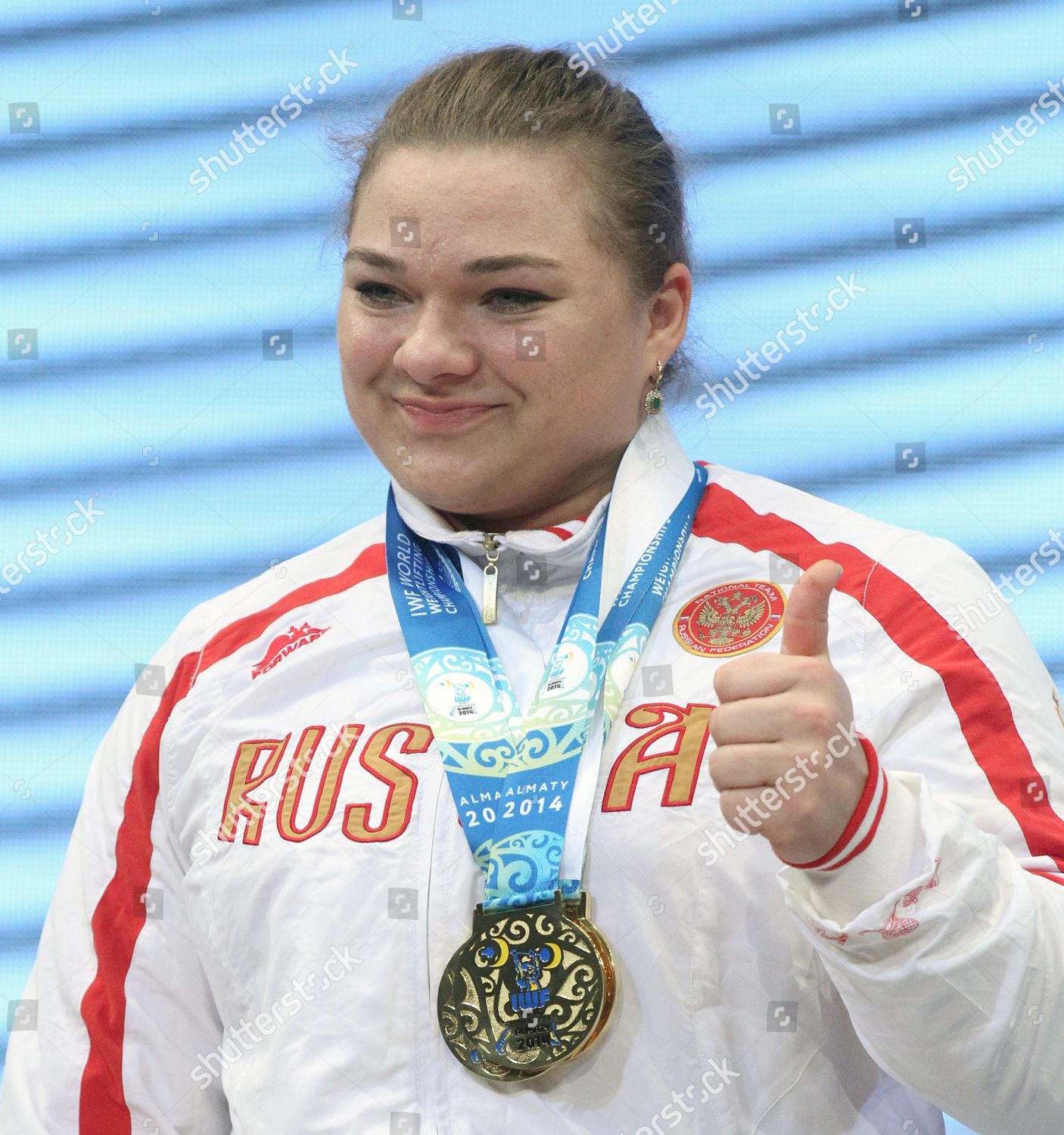 Russias Tatiana Kashirina Celebrates On Podium Editorial Stock Photo ...