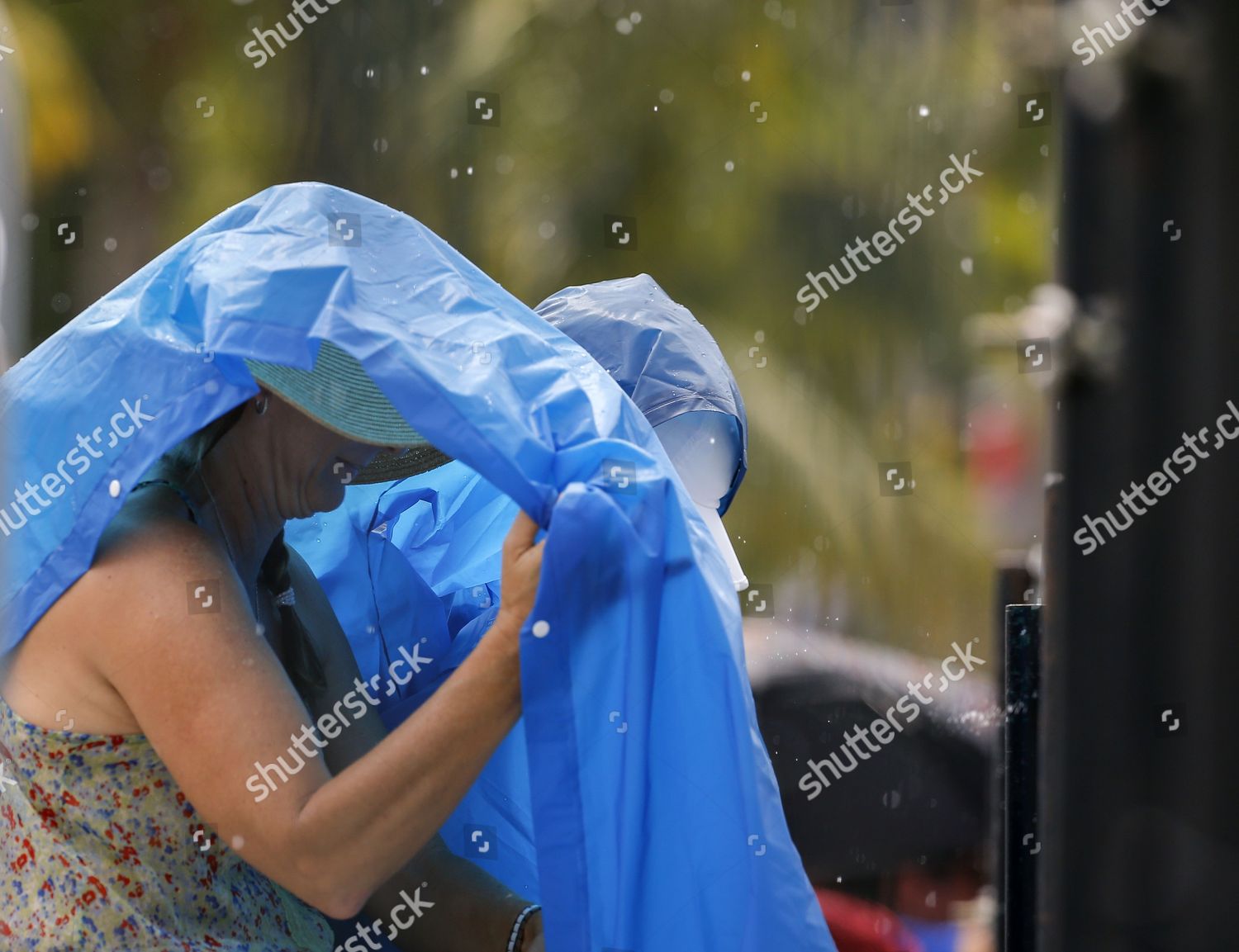 Woman Covers Herself Rain Passing Shower Editorial Stock Photo Stock