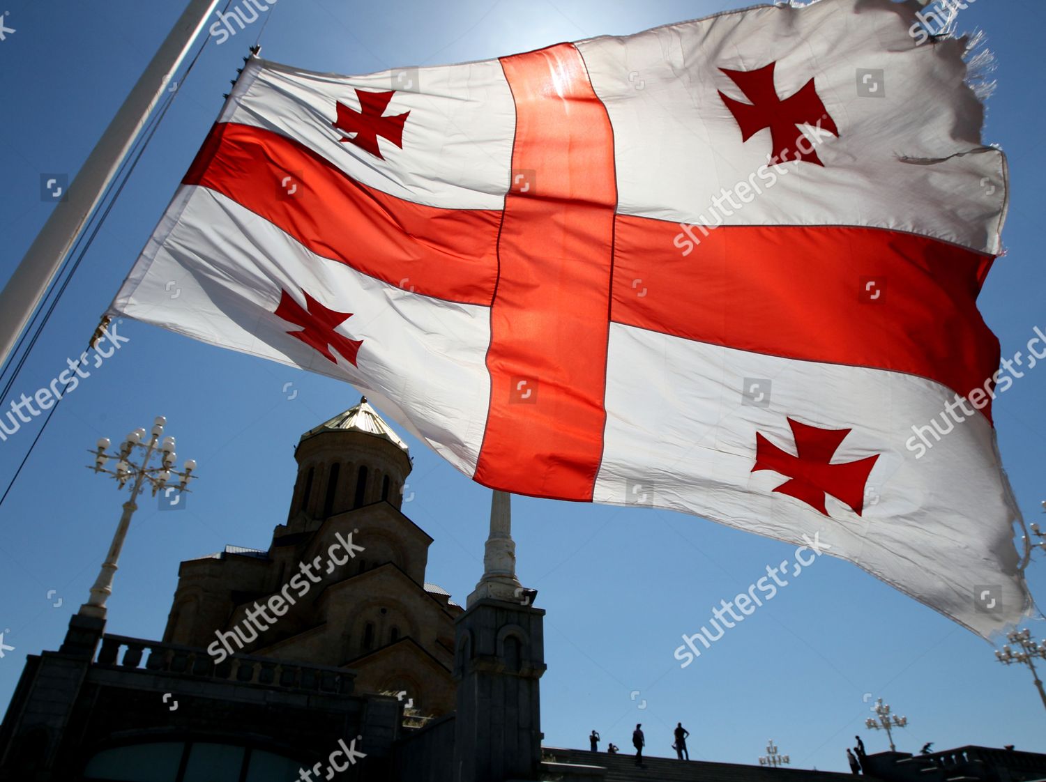 Georgian National Flag Flies Half Mast Editorial Stock Photo - Stock ...