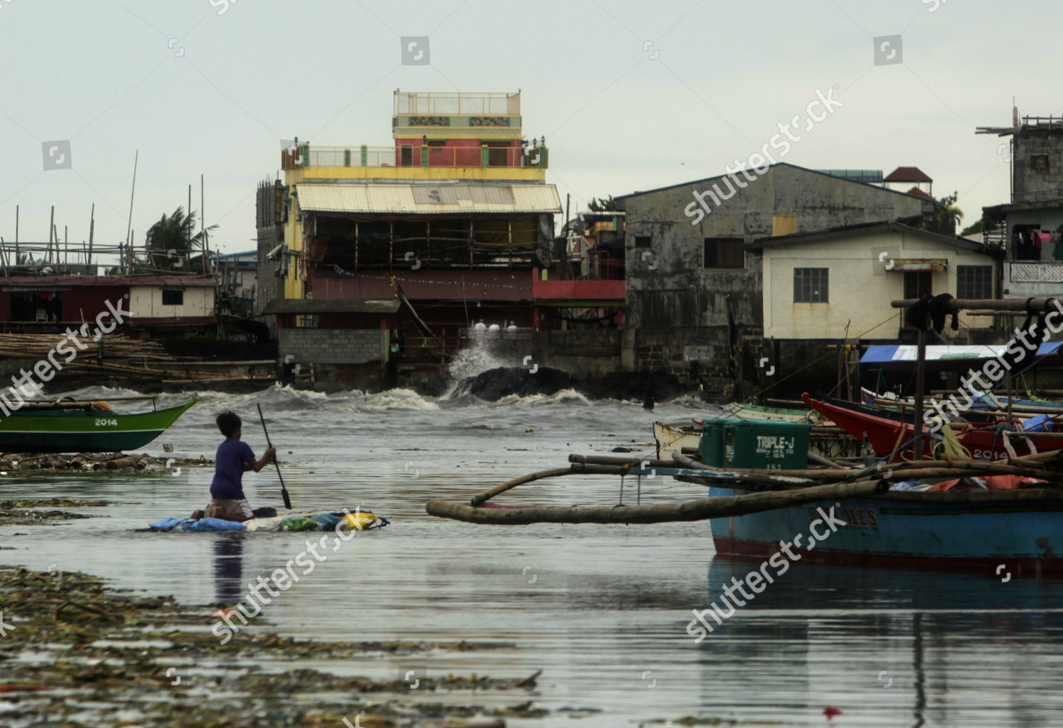 Filipino Boy Riding On Makeshift Raft Editorial Stock Photo - Stock ...
