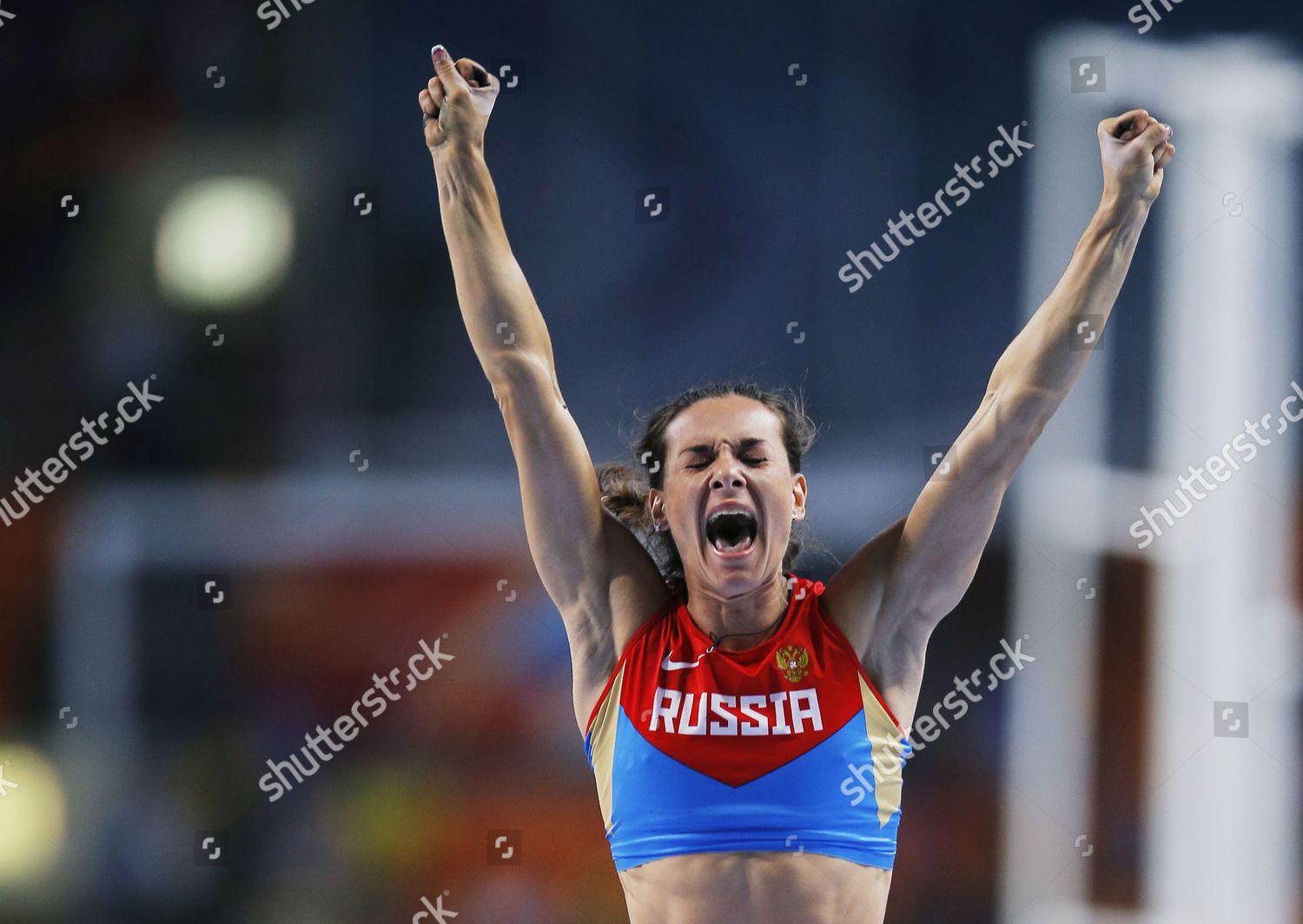 Yelena Isinbayeva Russia Celebrates After Clearing Editorial Stock ...