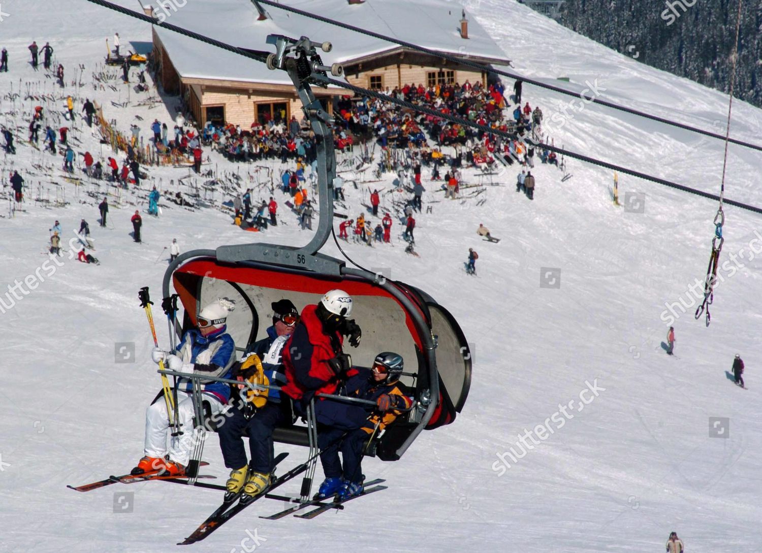 People Rescued By Helicopters Fourperson Chair Lift Editorial