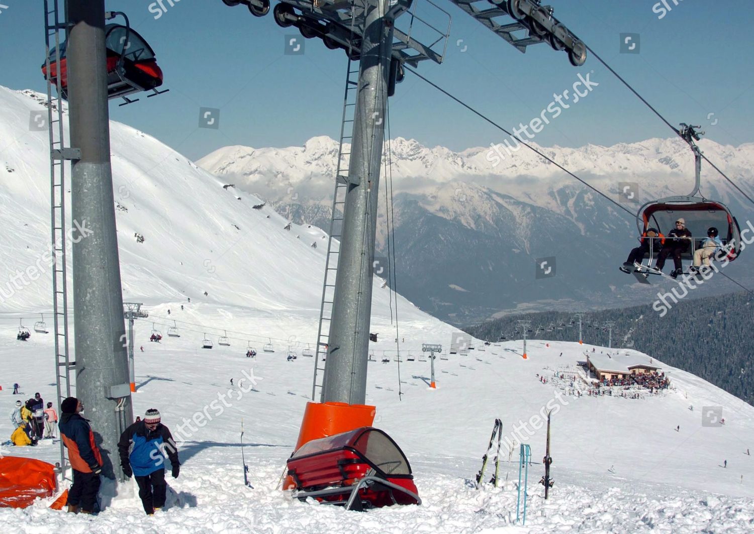 Crashed Chair Fourperson Chair Lift On Axamer Editorial Stock
