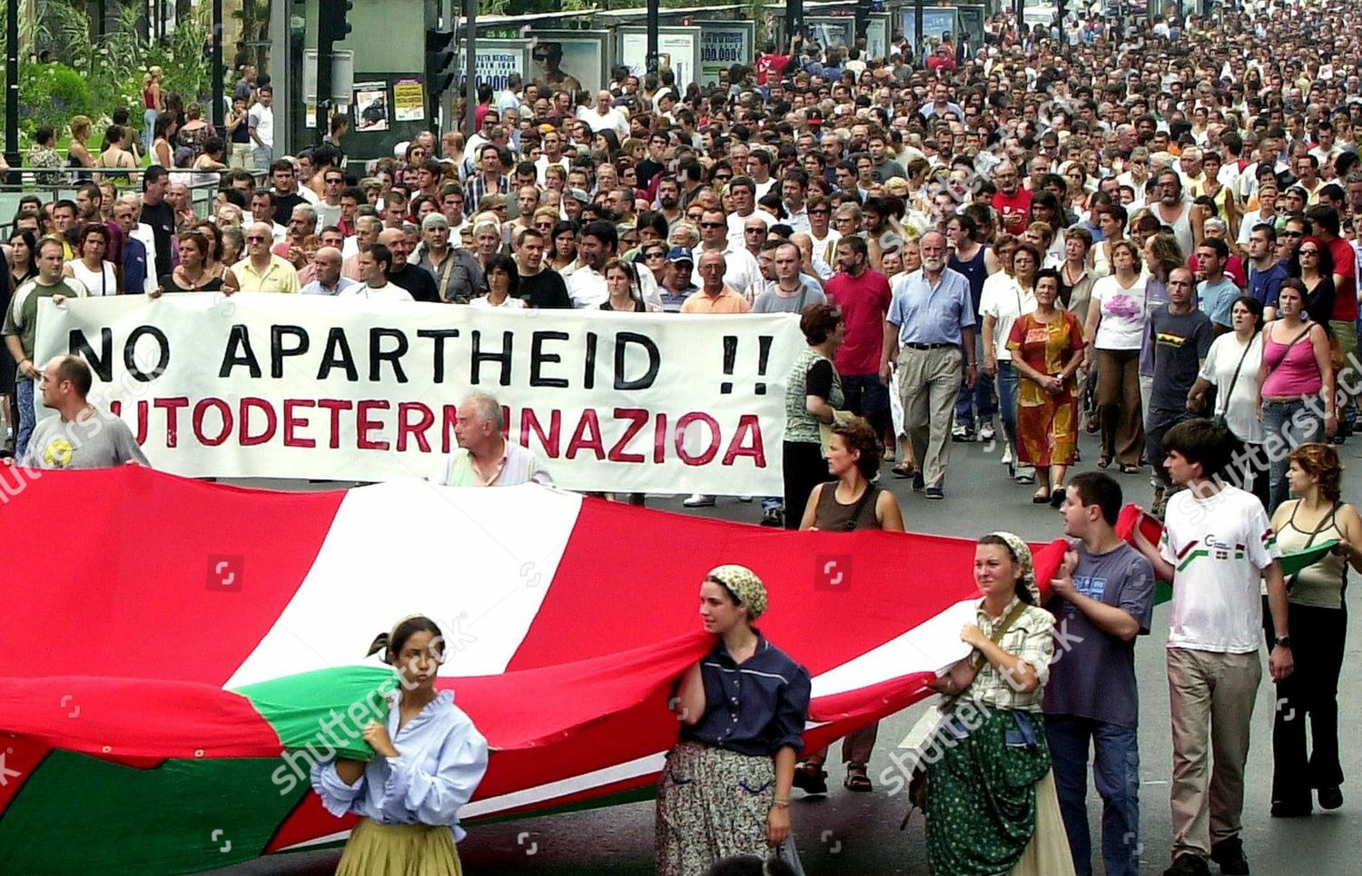 Giant Basque Flag Carried Front Demonstration Editorial Stock Photo