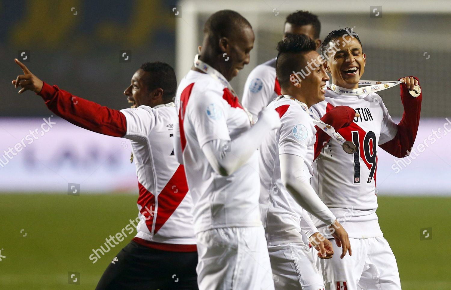 Peruvian Players Celebrate They Wear Bronze Editorial Stock Photo