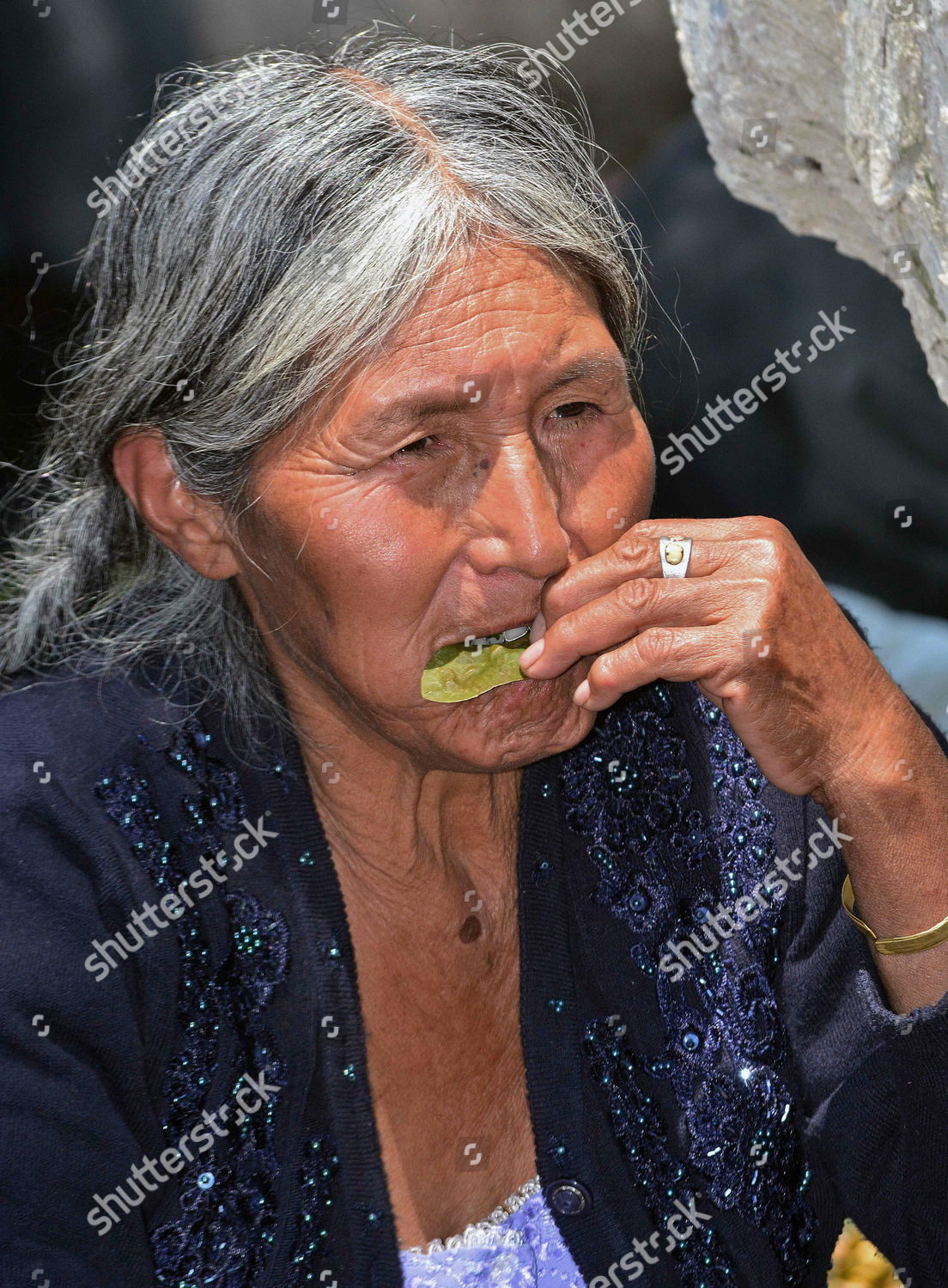 Woman Chews Coca Leaf While Bolivian Editorial Stock Photo Stock
