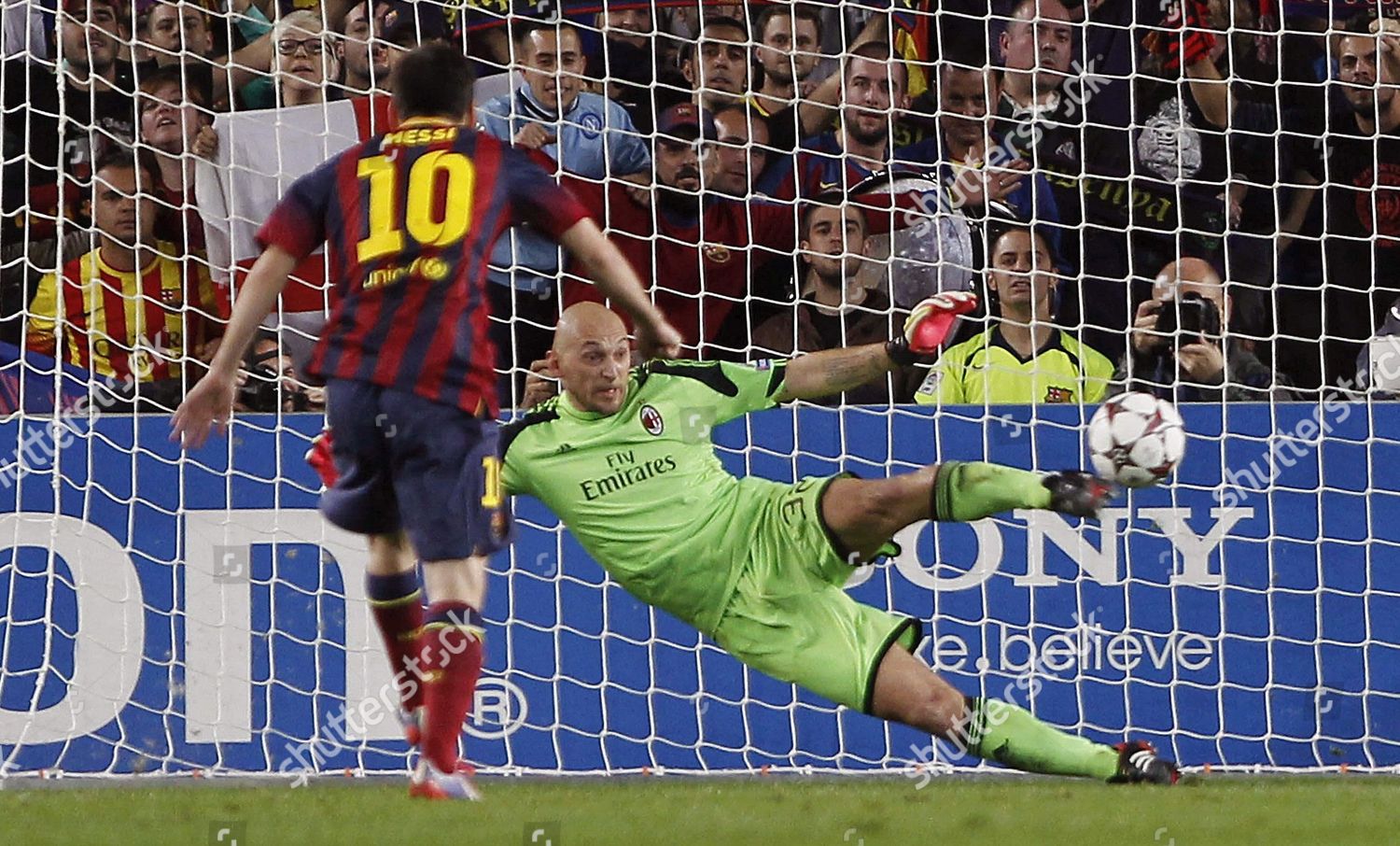 Fc Barcelonas Lionel Messi L Scores Editorial Stock Photo - Stock Image