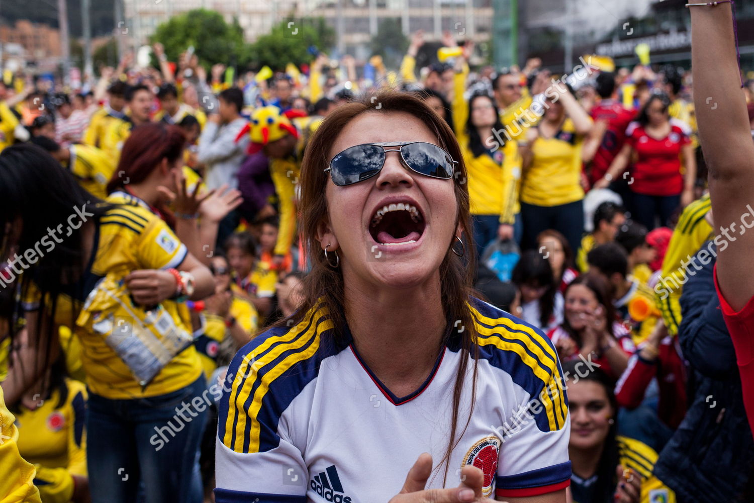 Colombian Supporters Gather Streets Bogota Colombia Editorial Stock ...