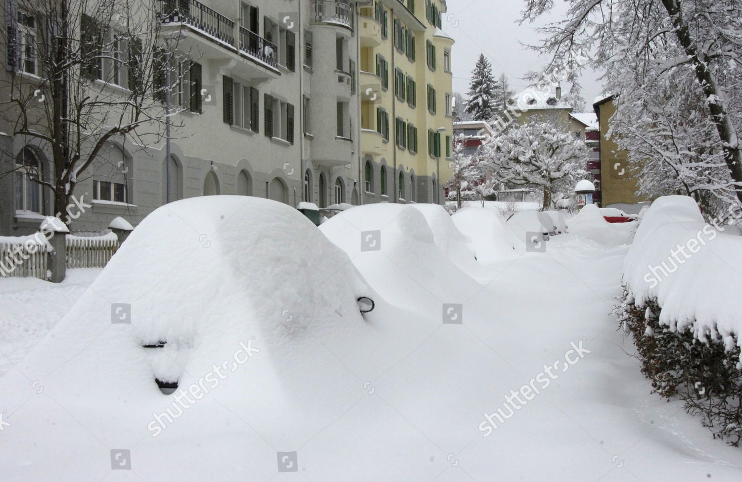 Thick Snow Covers Cars Streets St Gallen Editorial Stock Photo Stock Image Shutterstock