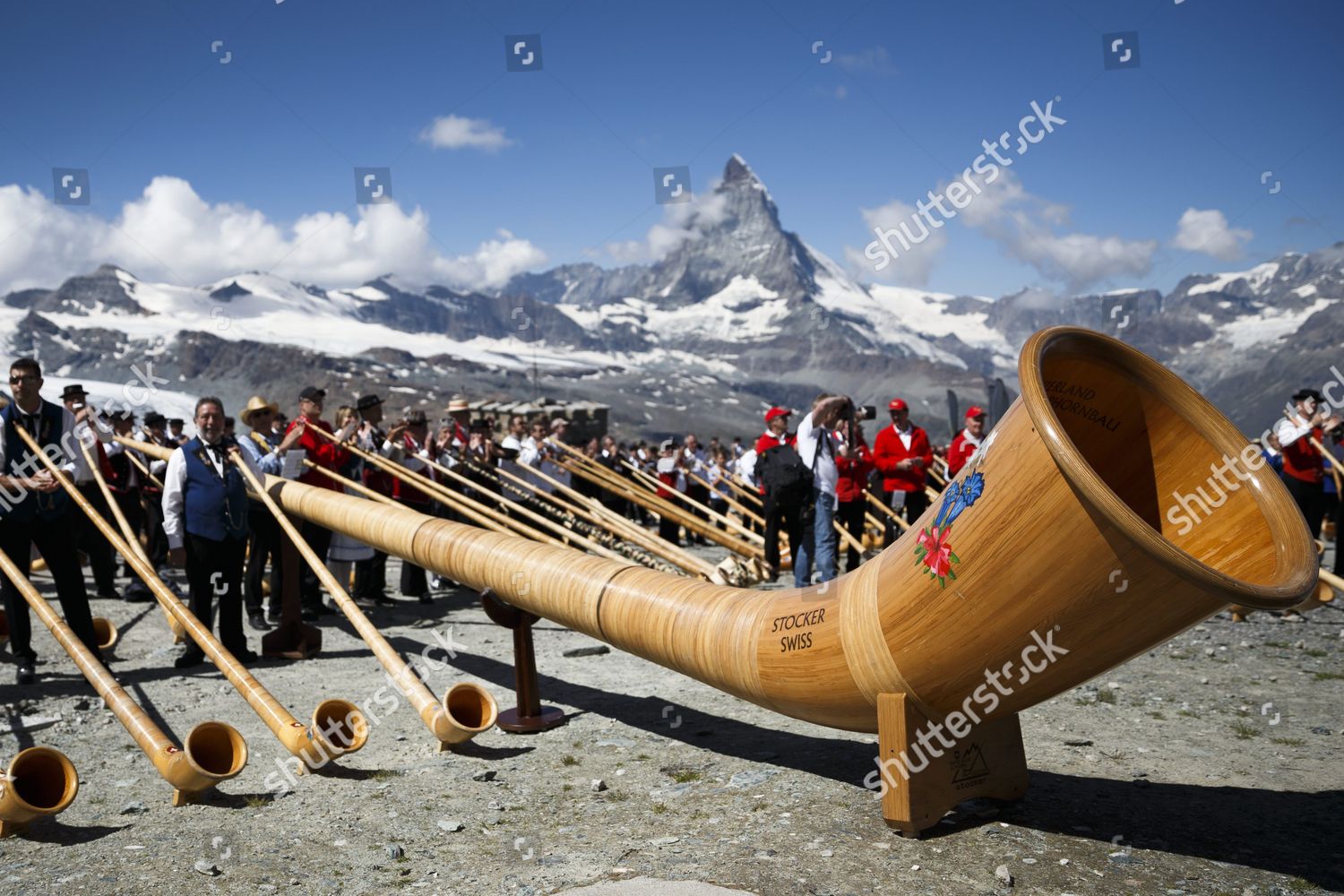Giant Alphorn Pictured 508 Alphorn Blowers Editorial Stock Photo