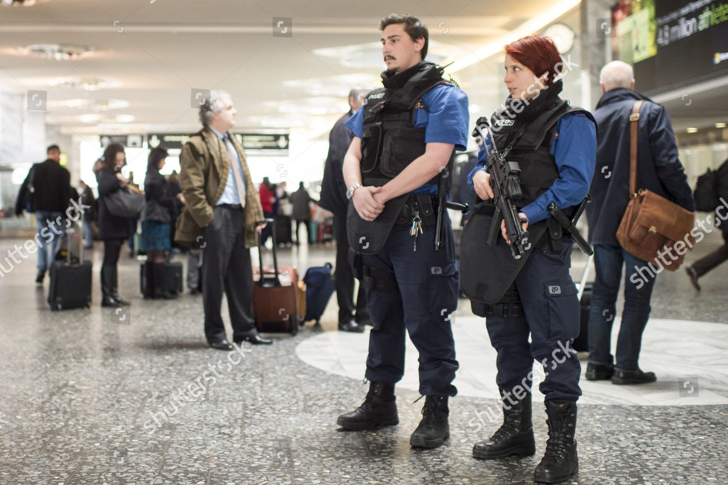 Police Officers Indicate Their Presence Airport Editorial Stock Photo