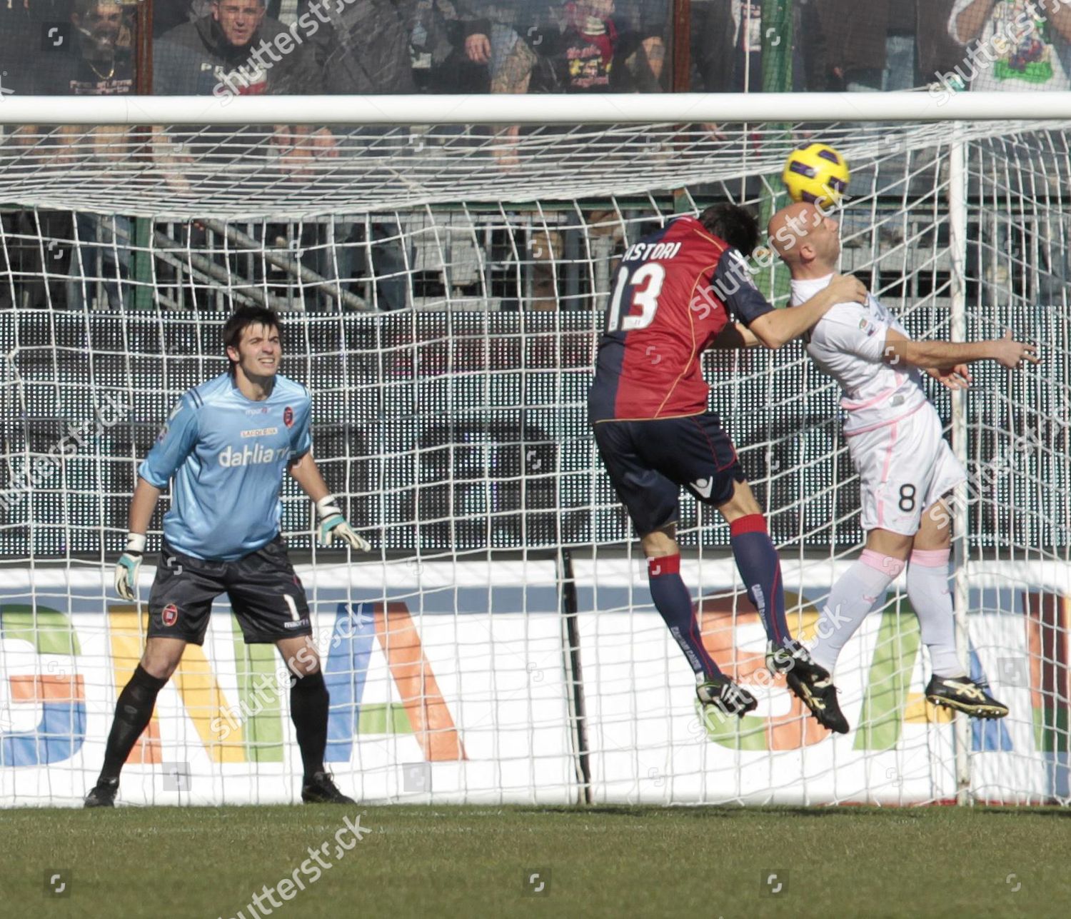 Cagliaris Goalkeeper Michael Agazzi Left Looks Editorial Stock Photo