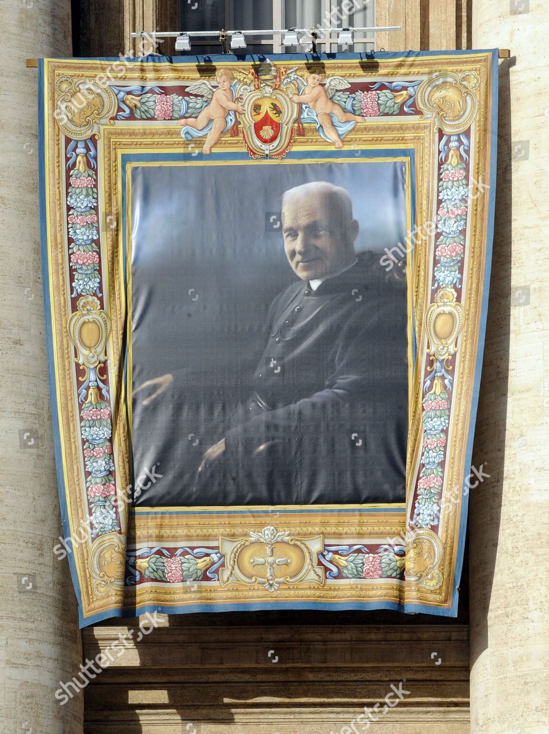 Tapestry Depicting Canadian Andre Bessette Hangs Editorial Stock Photo