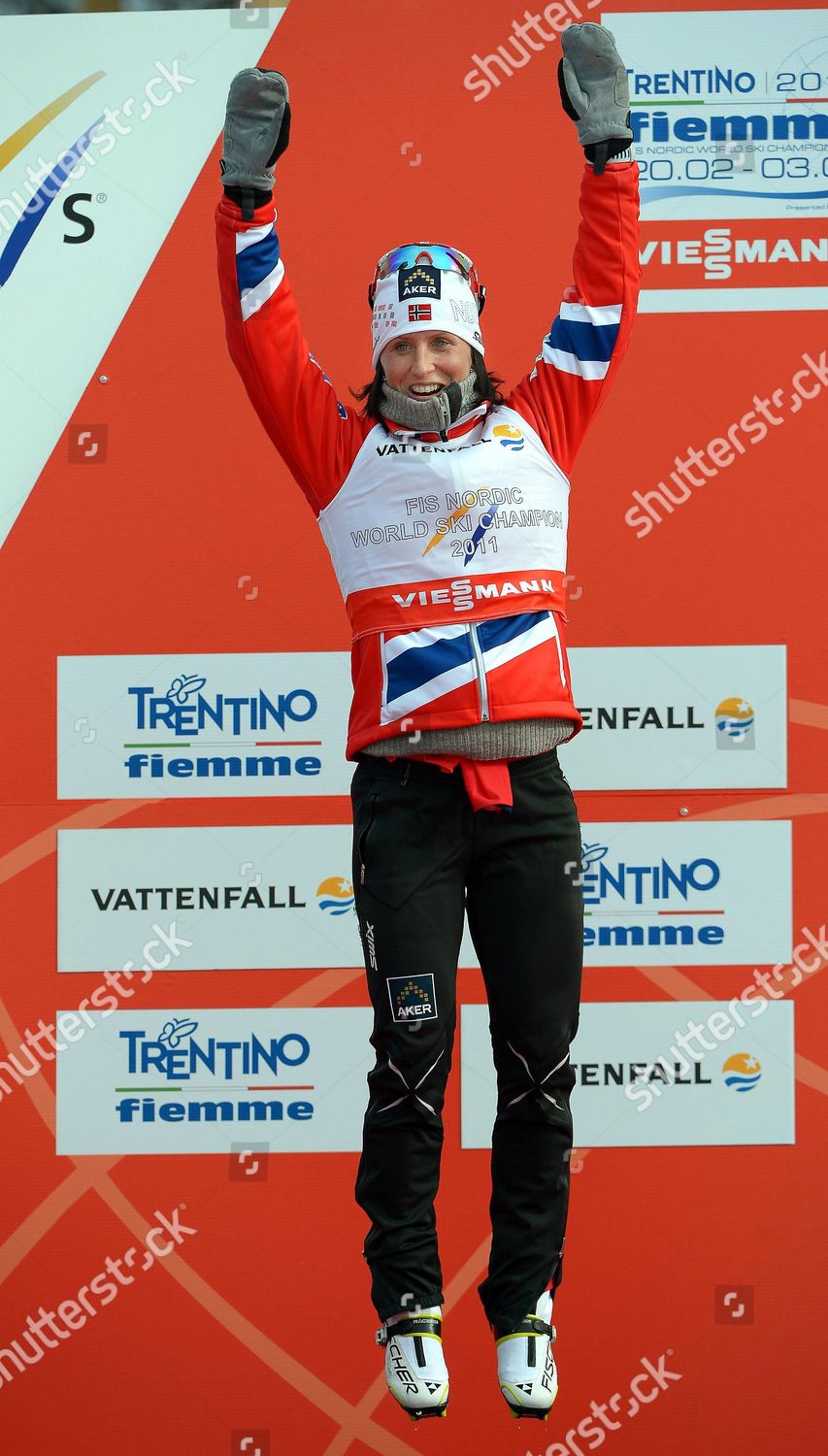 Marit Bjoergen Norway Celebrates On Podium Editorial Stock Photo ...