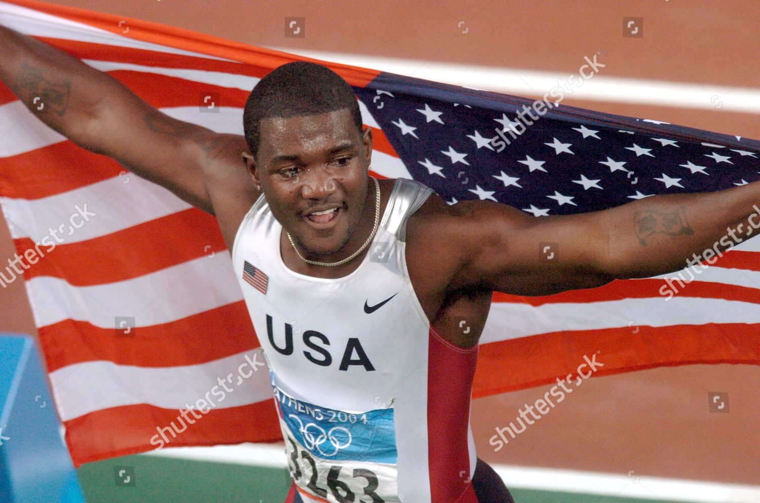 Justin Gatlin Celebrate Flag After Winning Editorial Stock Photo ...