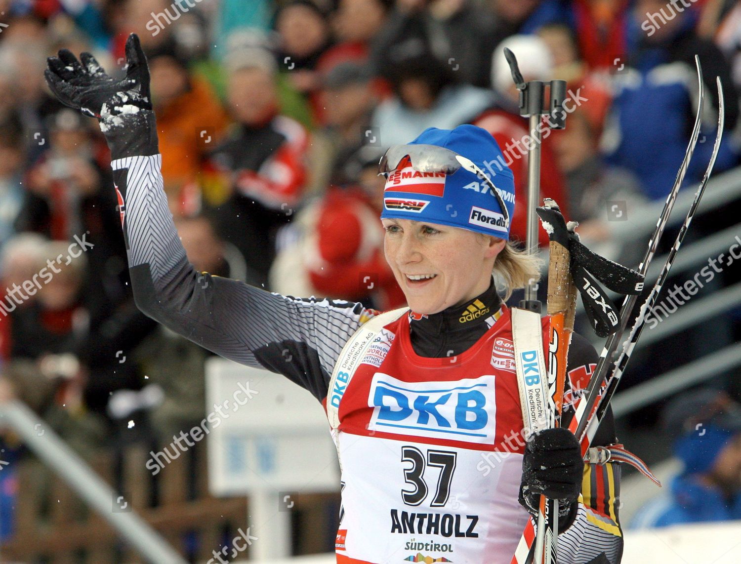 German Martina Glagow Waves Crowd Finish Editorial Stock Photo - Stock ...