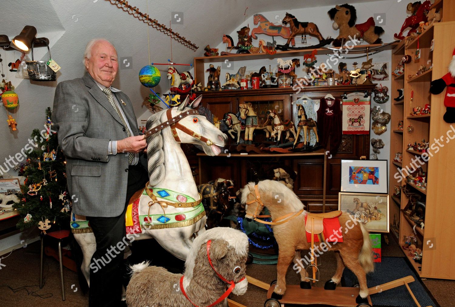 Rocking Horse Collector Guenther Tlotzek Sits Editorial Stock Photo ...