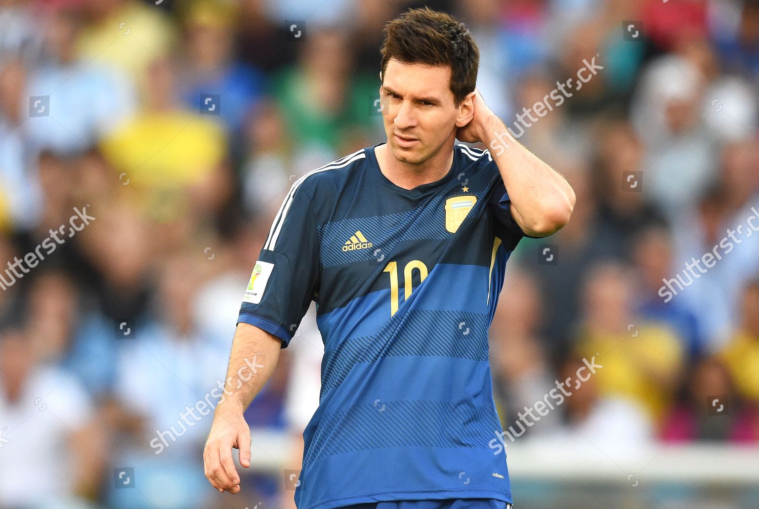 RIO DE JANEIRO, BRAZIL - JULY 10: Lionel Messi of Argentina reacts