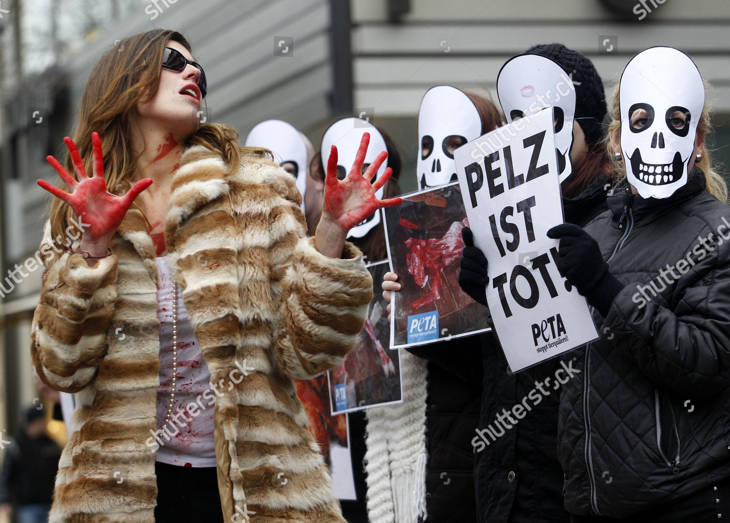 Peta Activists Wearing Fur Coats Protest Editorial Stock Photo - Stock ...