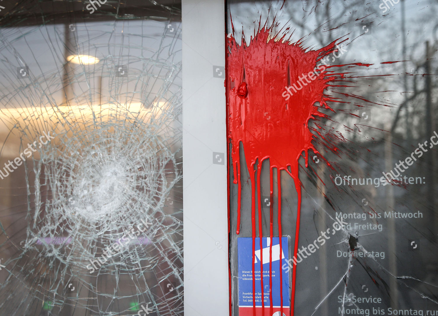 Window Bank Branch Smashed Smeared Paint Editorial Stock Photo - Stock ...