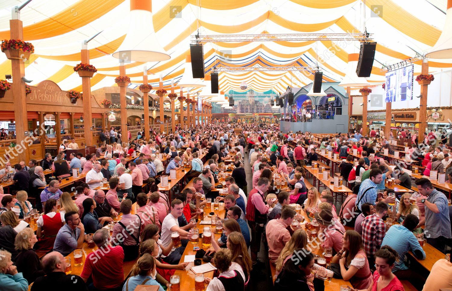 Visitors Sit Festival Tent Cannstatter Volksfest Editorial Stock Photo ...