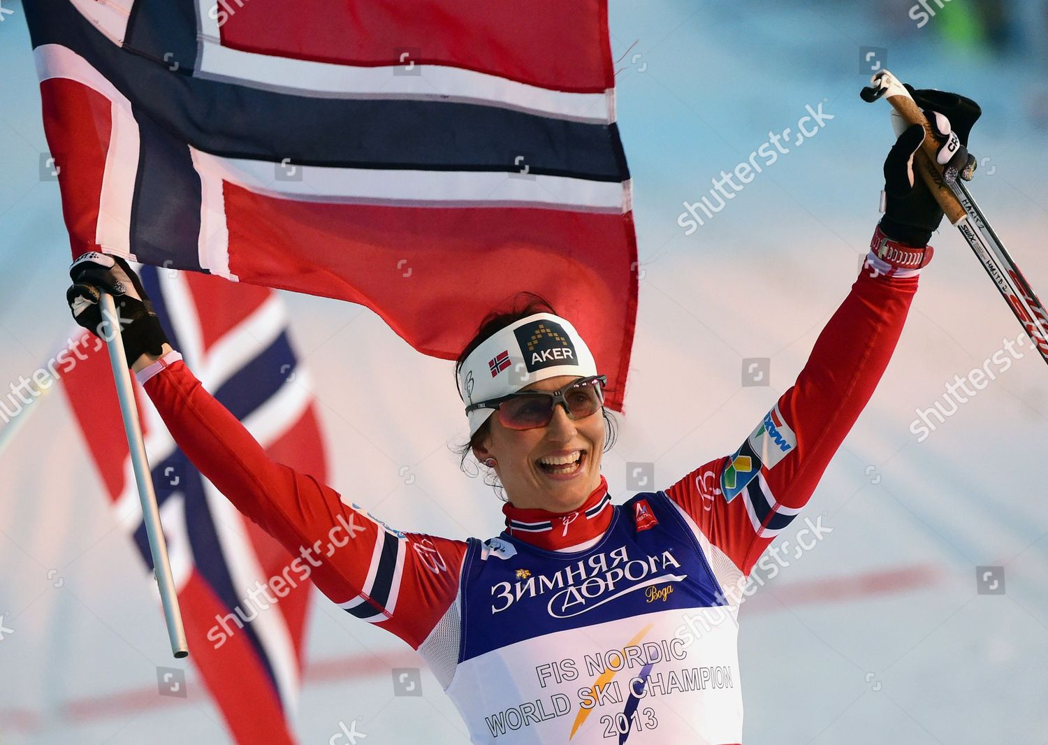 MARIT BJOERGEN NORWAY CELEBRATES AFTER WINNING Editorial Stock Photo ...