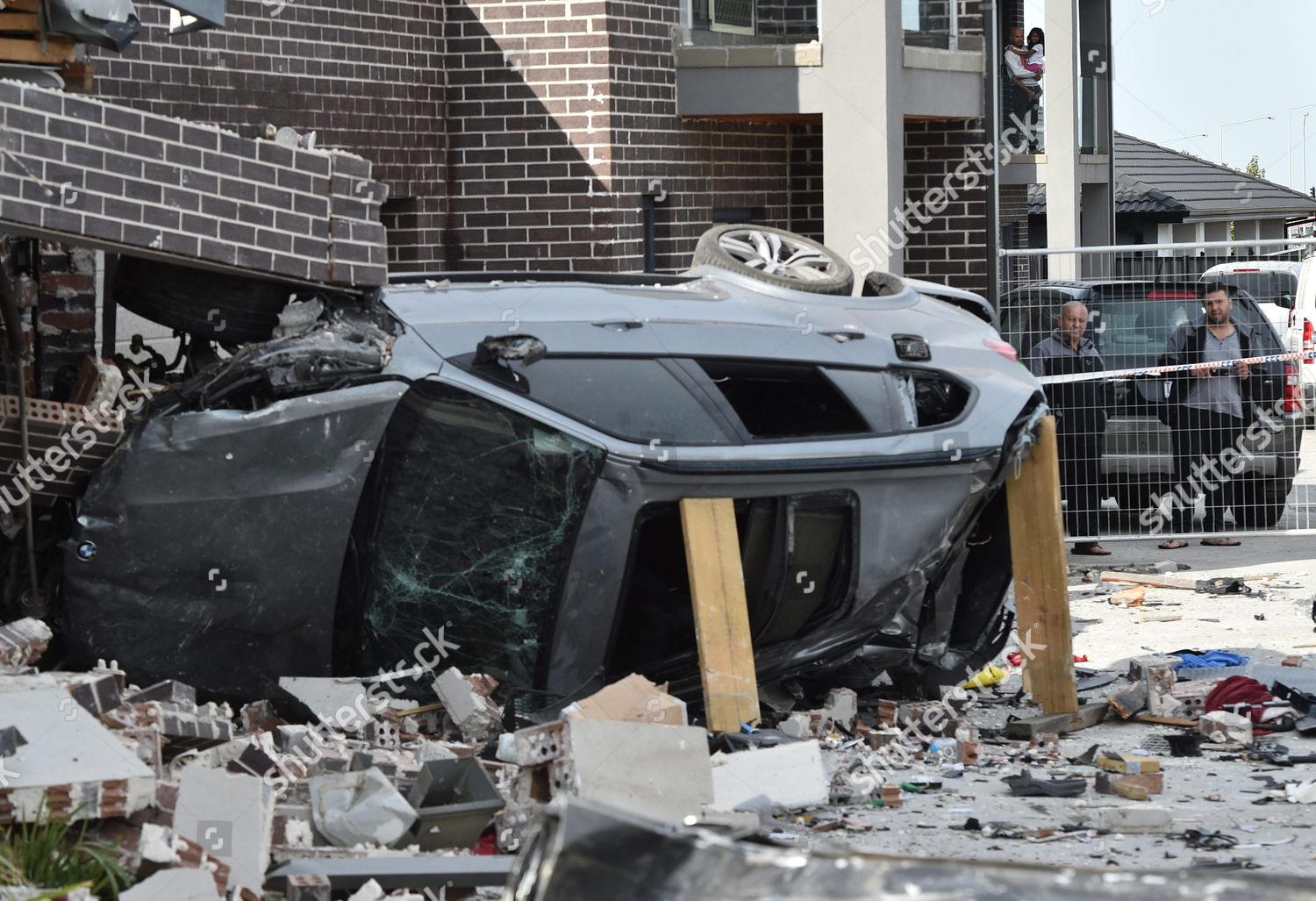 Residents View Crashed Car Property Roxburgh Editorial Stock Photo