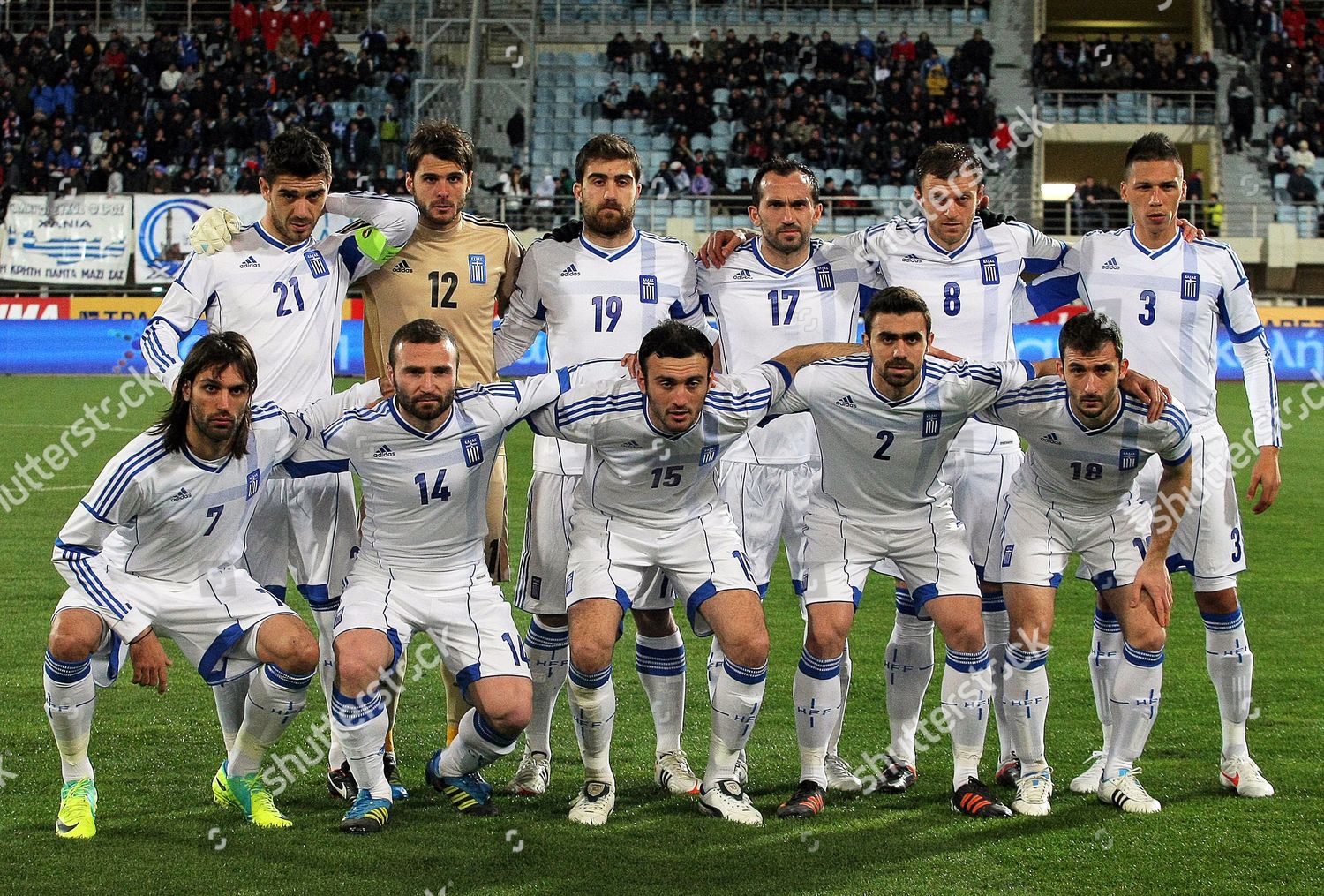 Epa04505925 Greek National Soccer Team Players Front Editorial