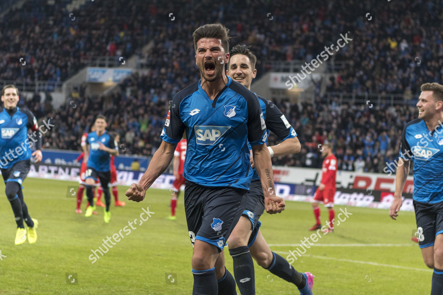 marco terrazzino hoffenheim celebrates teammates editorial stock photo stock image shutterstock 2