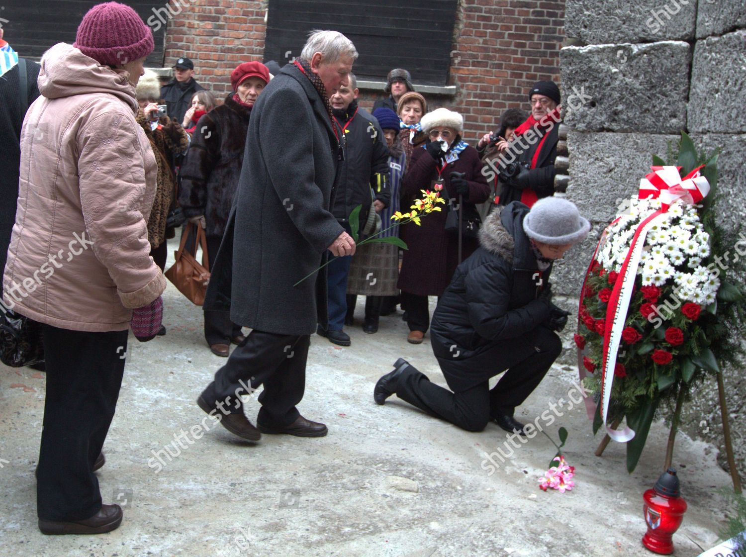Former Camp Prisoners Lay Wreath Flowers Editorial Stock Photo Stock