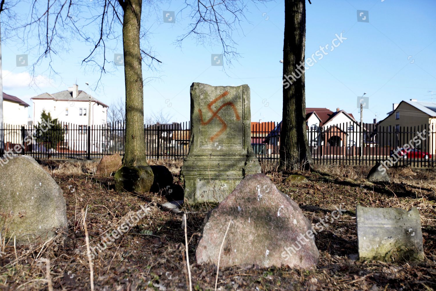 Swastika Sprayed On Tombstone Jewish Cemetery Editorial Stock Photo ...