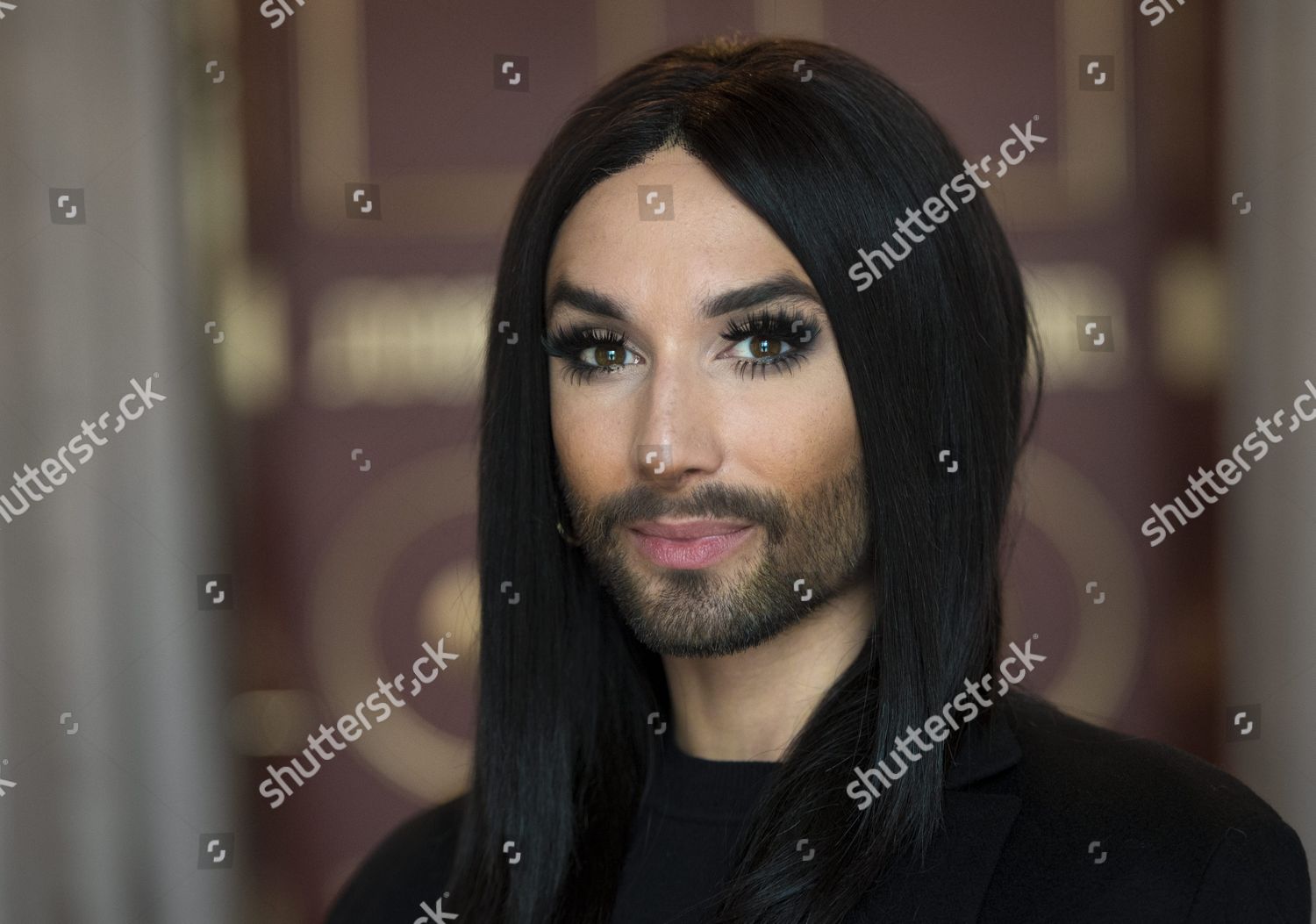 Austrian Singer Conchita Wurst Poses During Editorial Stock Photo ...