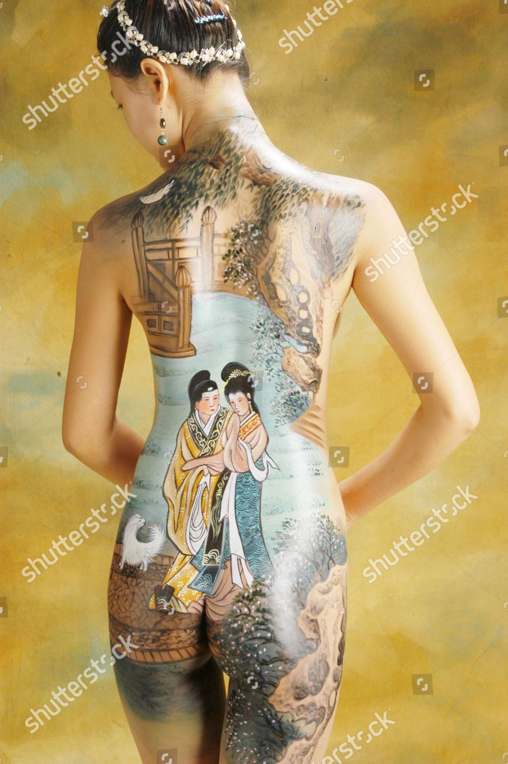 Model Whose Body Painted Scene Classic Chinese Editorial Stock Photo -  Stock Image | Shutterstock