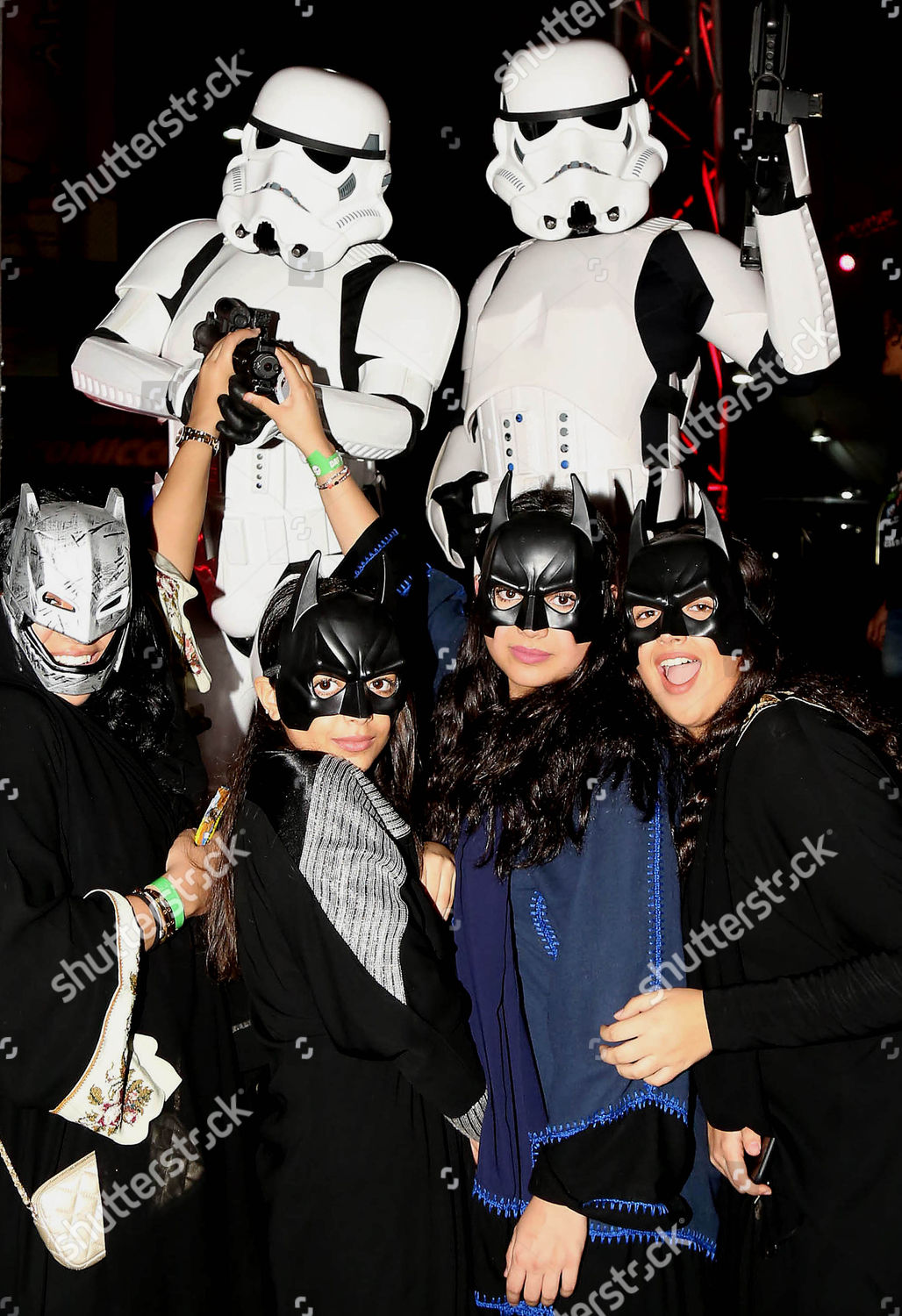 Women Wearing Catwoman Masks Pose Photo Stormtrooper Editorial