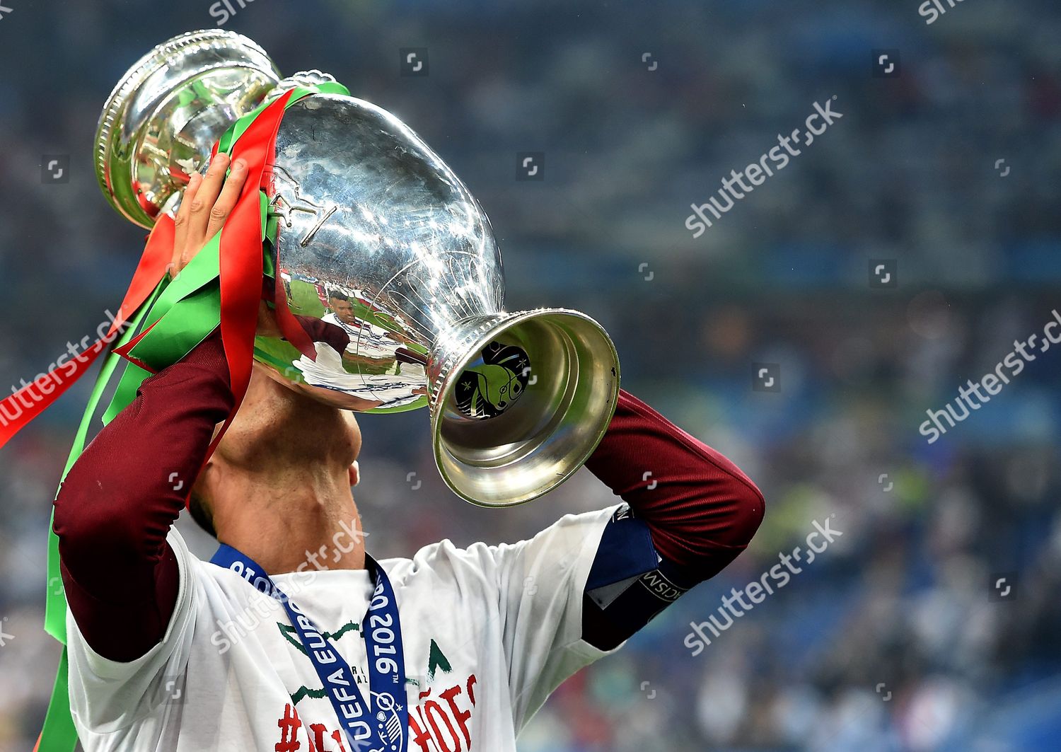 Cristiano Ronaldo Portugal Kisses Trophy After Editorial Stock Photo ...