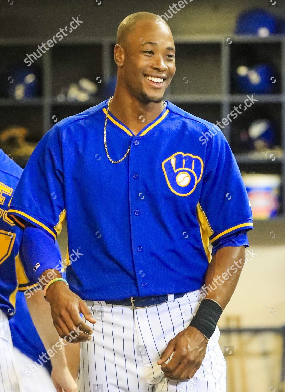 Milwaukee Brewers Outfielder Keon Broxton Smiles Editorial Stock Photo ...