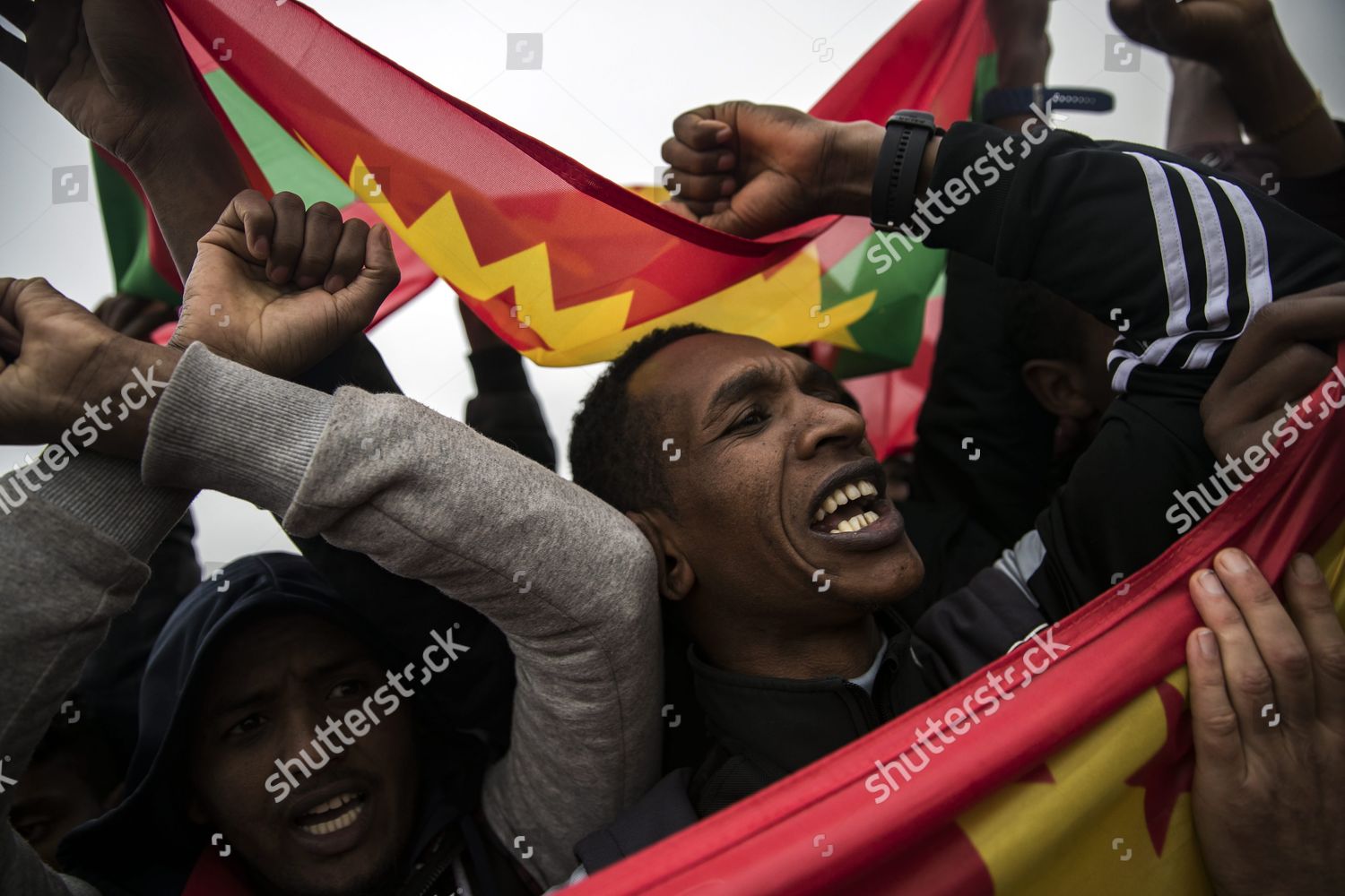 Ethiopian Ethnic Group Oromo Migrants Demonstrate Editorial Stock Photo ...