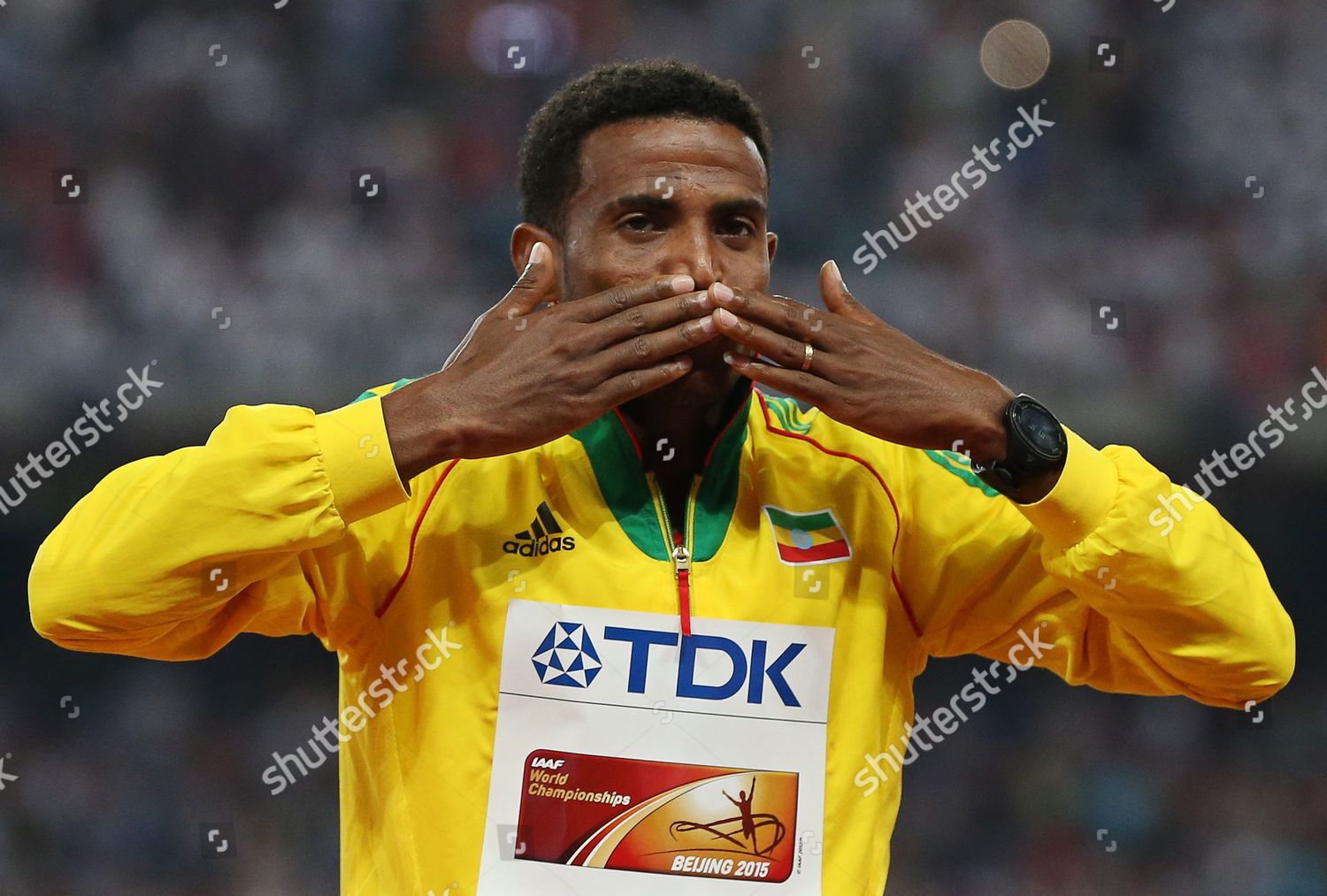 Ethiopias Hagos Gebrhiwet Celebrates On Podium Editorial Stock Photo